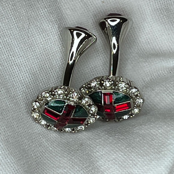 Cufflinks with St. George’s Cross pattern on blue background - Picture 4 of 4